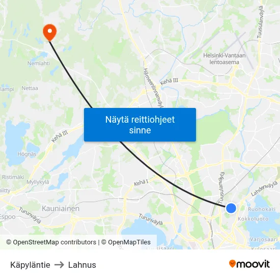 Käpyläntie to Lahnus map
