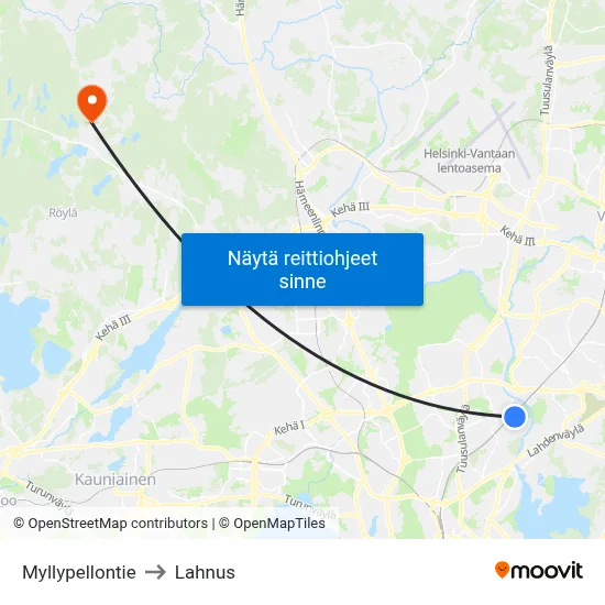 Myllypellontie to Lahnus map