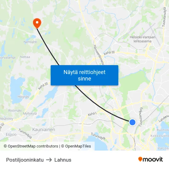 Postiljooninkatu to Lahnus map