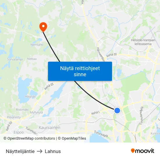 Näyttelijäntie to Lahnus map