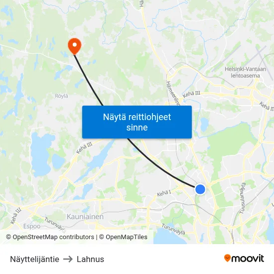 Näyttelijäntie to Lahnus map