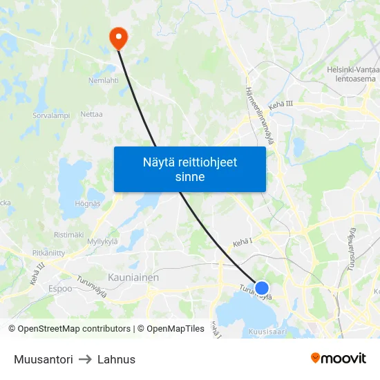 Muusantori to Lahnus map