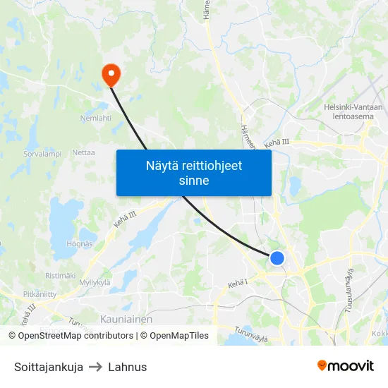 Soittajankuja to Lahnus map