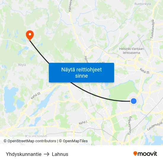 Yhdyskunnantie to Lahnus map