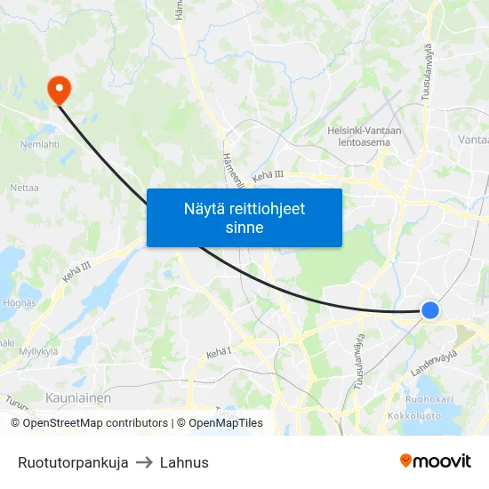 Ruotutorpankuja to Lahnus map