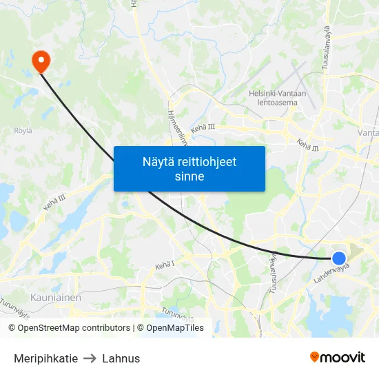 Meripihkatie to Lahnus map