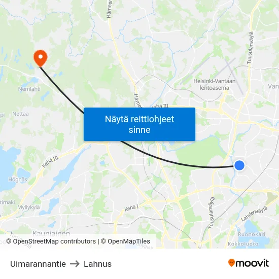 Uimarannantie to Lahnus map