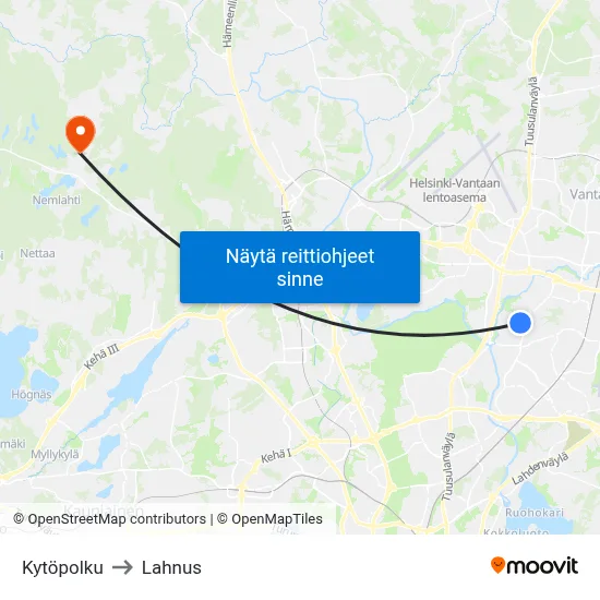 Kytöpolku to Lahnus map