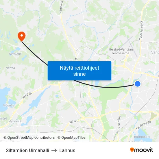 Siltamäen Uimahalli to Lahnus map