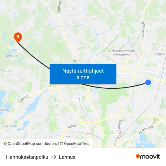 Hannukselanpolku to Lahnus map