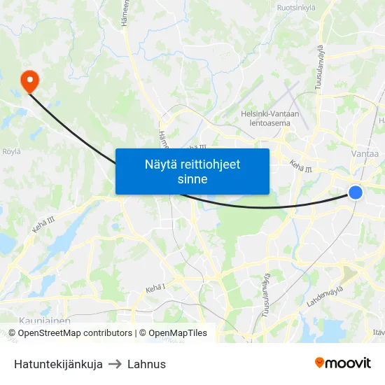 Hatuntekijänkuja to Lahnus map
