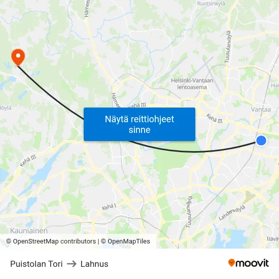 Puistolan Tori to Lahnus map