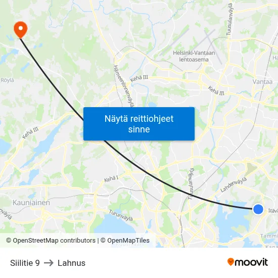 Siilitie 9 to Lahnus map
