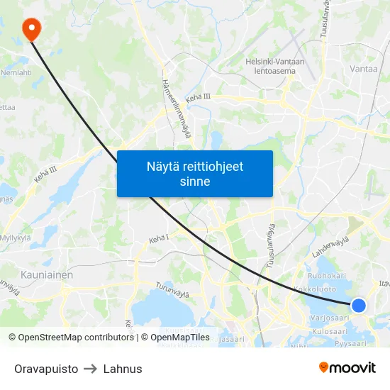 Oravapuisto to Lahnus map