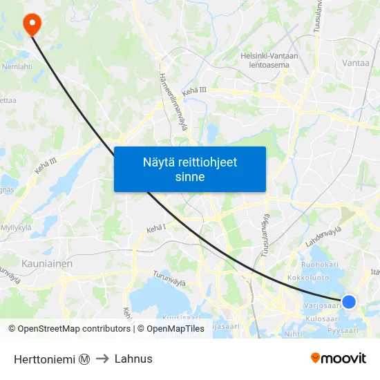 Herttoniemi Ⓜ️ to Lahnus map