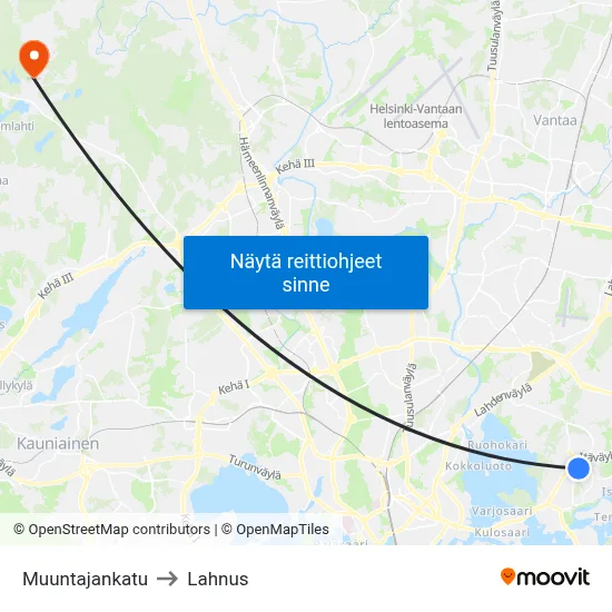 Muuntajankatu to Lahnus map