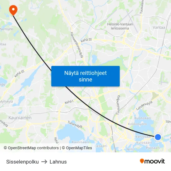 Sisselenpolku to Lahnus map