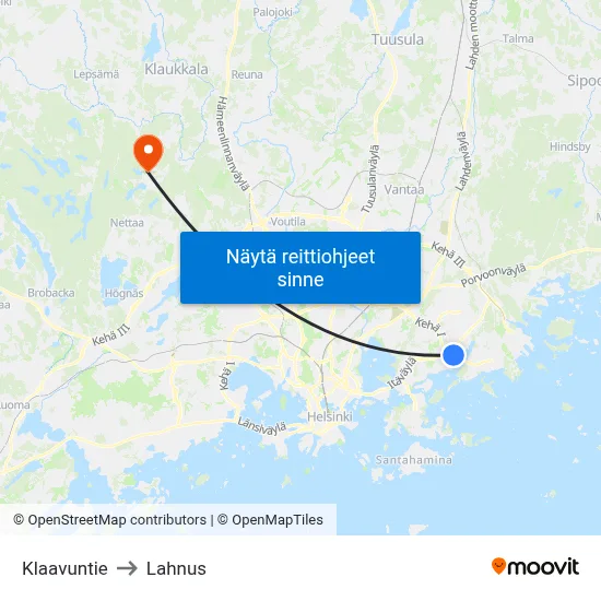 Klaavuntie to Lahnus map