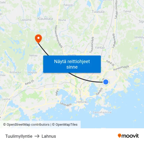 Tuulimyllyntie to Lahnus map