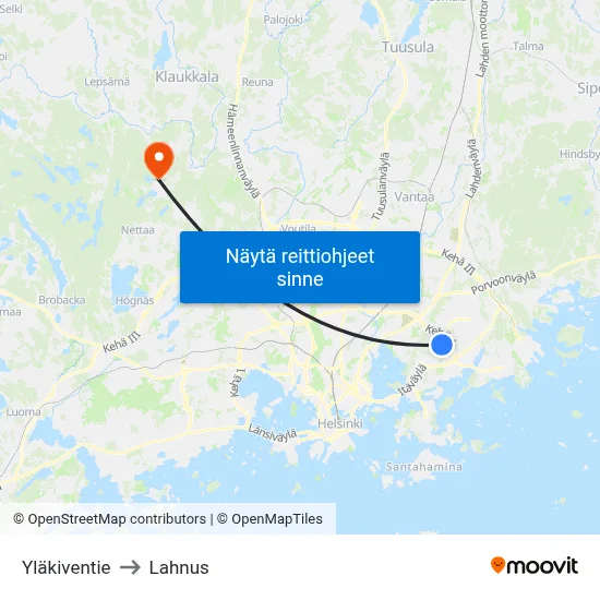 Yläkiventie to Lahnus map