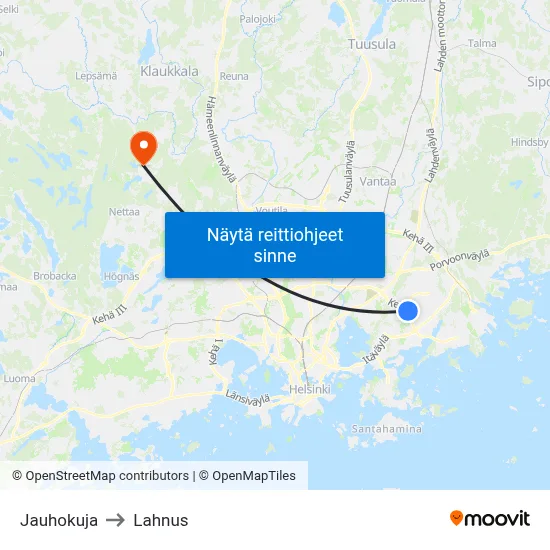 Jauhokuja to Lahnus map