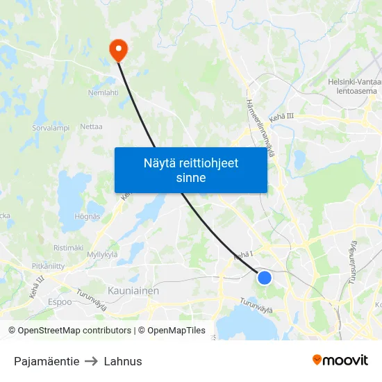 Pajamäentie to Lahnus map