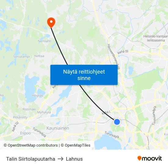 Talin Siirtolapuutarha to Lahnus map