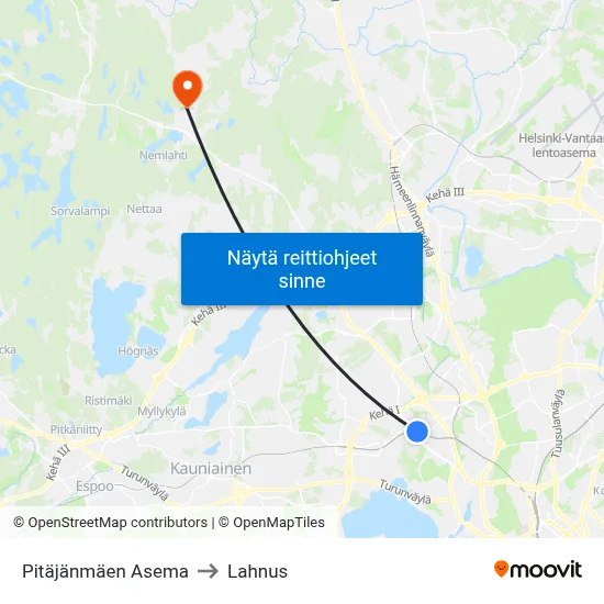 Pitäjänmäen Asema to Lahnus map
