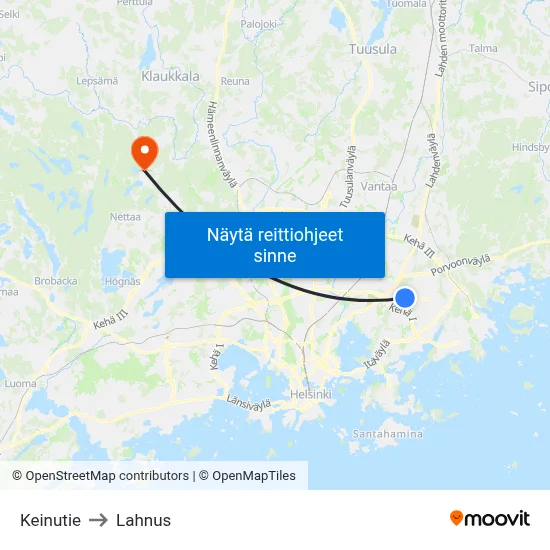 Keinutie to Lahnus map