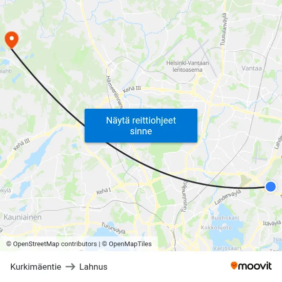 Kurkimäentie to Lahnus map