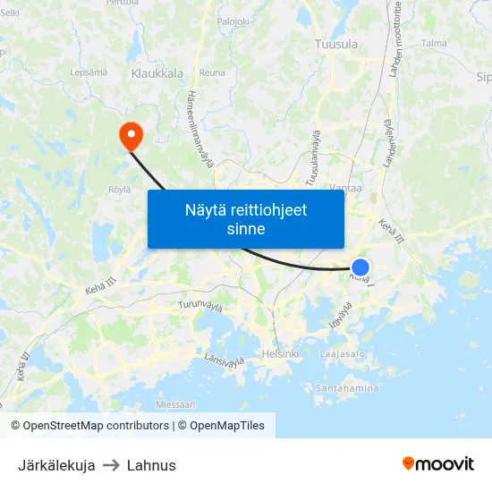 Järkälekuja to Lahnus map