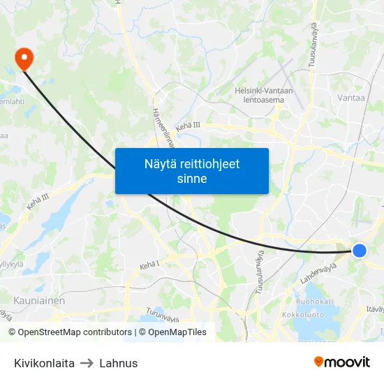 Kivikonlaita to Lahnus map