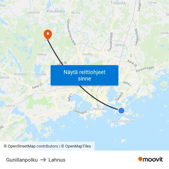 Gunillanpolku to Lahnus map