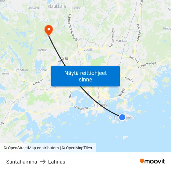 Santahamina to Lahnus map