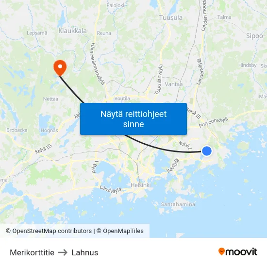 Merikorttitie to Lahnus map