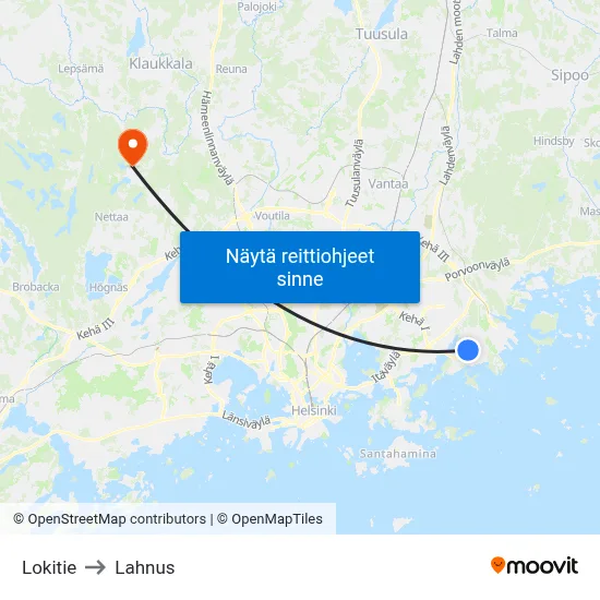Lokitie to Lahnus map