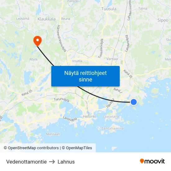 Vedenottamontie to Lahnus map