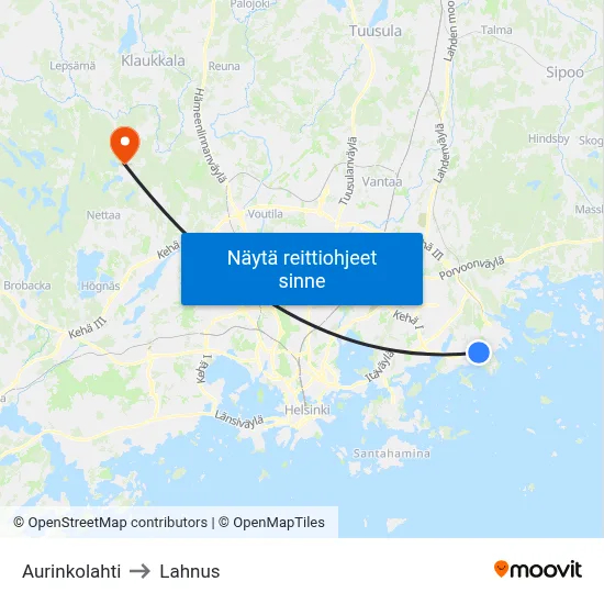 Aurinkolahti to Lahnus map