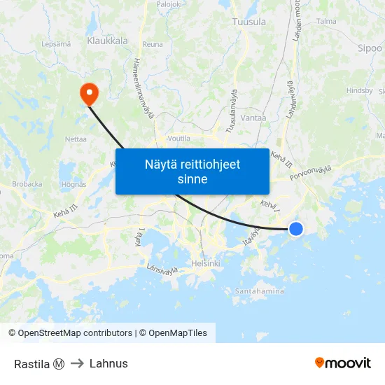 Rastila Ⓜ️ to Lahnus map