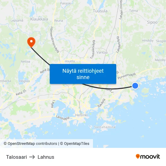 Talosaari to Lahnus map