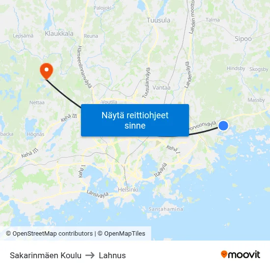 Sakarinmäen Koulu to Lahnus map