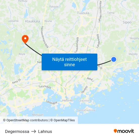 Degermossa to Lahnus map