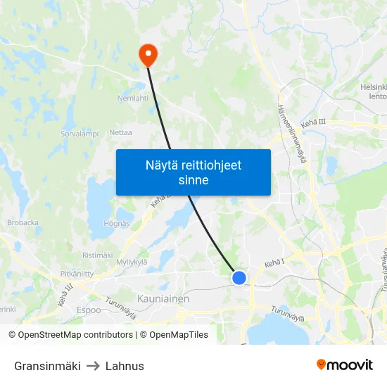 Gransinmäki to Lahnus map