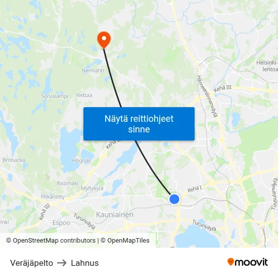 Veräjäpelto to Lahnus map
