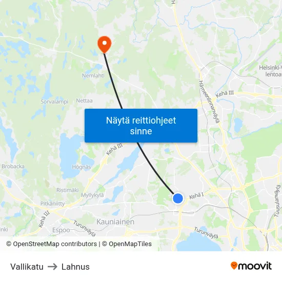 Vallikatu to Lahnus map