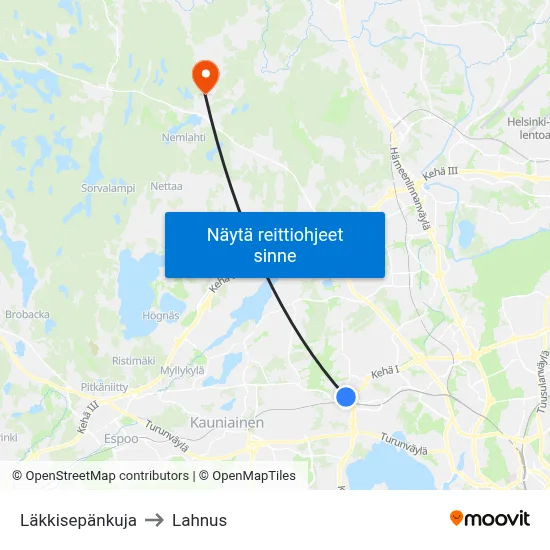 Läkkisepänkuja to Lahnus map