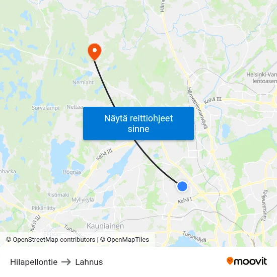 Hilapellontie to Lahnus map