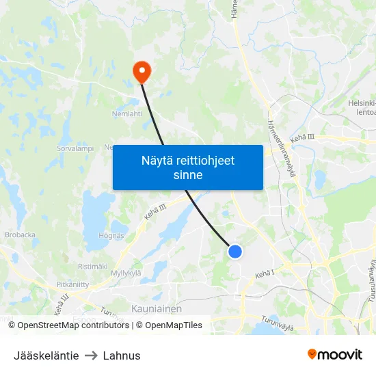 Jääskeläntie to Lahnus map