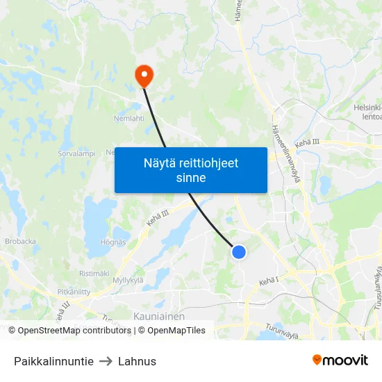 Paikkalinnuntie to Lahnus map