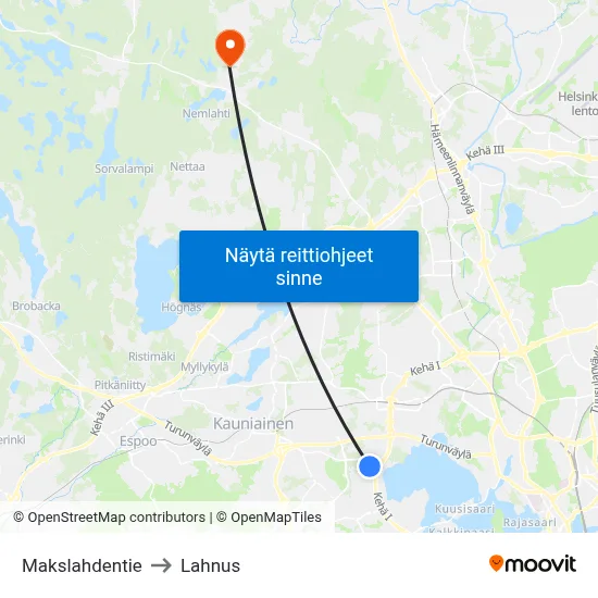 Makslahdentie to Lahnus map